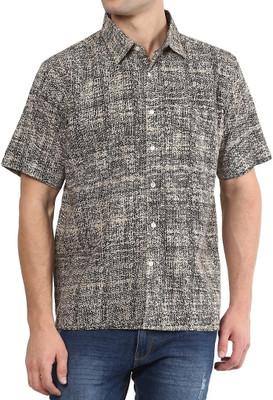 

Vivid India Men's Printed Casual White Shirt
