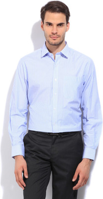 

John Players Men's Striped Formal White, Blue Shirt, 1a5