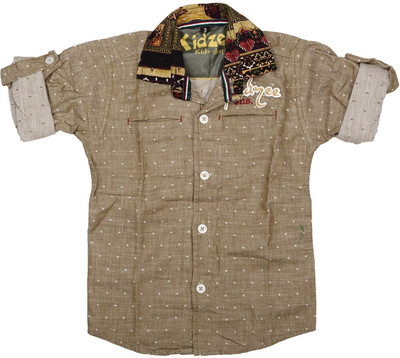 

Kidzee Men' Printed Casual Brown Shirt