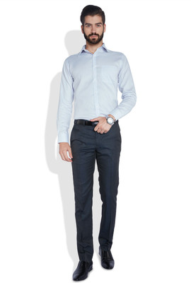 Park Avenue Men's Checkered Formal Grey Shirt