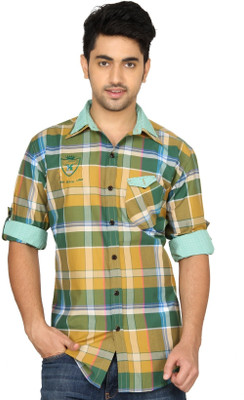 

Macoro Men's Checkered Casual Multicolor Shirt, Yellow