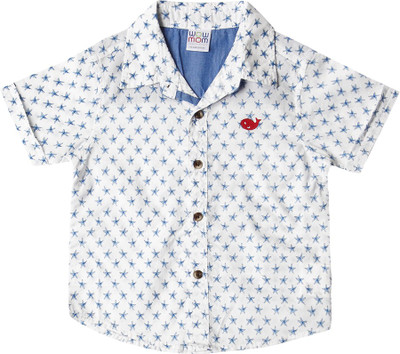 

Wow Mom Boys Printed Casual Blue Shirt