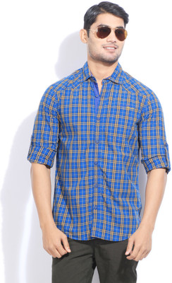 

The Indian Garage Co. Men's Checkered Casual Blue Shirt, Royal blue