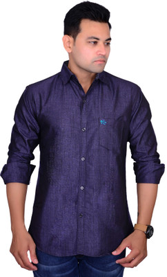 BRITISH TERMINAL Men Solid Casual Dark Blue Shirt