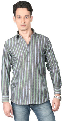 

Zido Men's Striped Casual Black Shirt