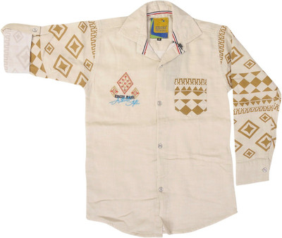 

Kidzee Boys Self Design Casual Beige Shirt