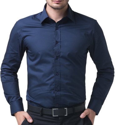 

You Forever Men's Solid Casual Blue Shirt, Navy blue