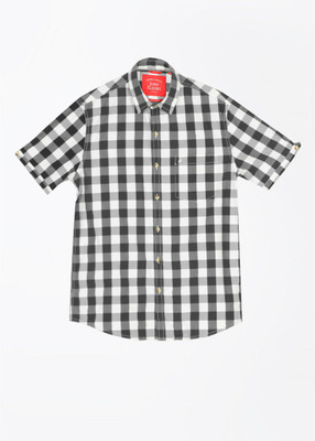 

John Players Men's Checkered Casual Black, White Shirt, 1a2