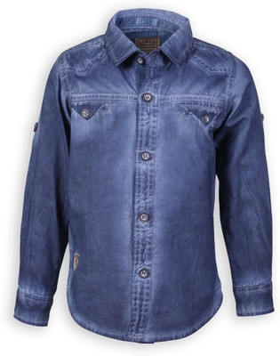 

Lilliput Boy's Solid Casual Blue Shirt