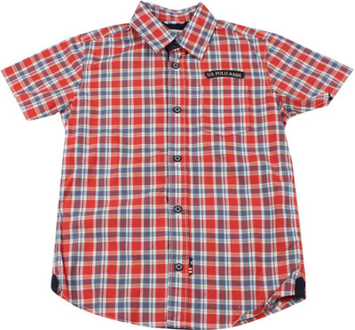 

Us Polo Kids Boys Checkered Casual White, Blue, Red Shirt, Me. red