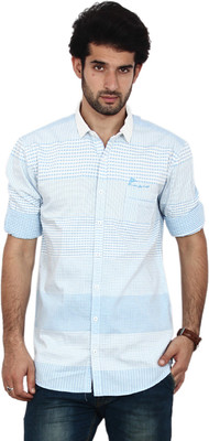 

FRD13 Men's Checkered Casual Blue Shirt, Light blue