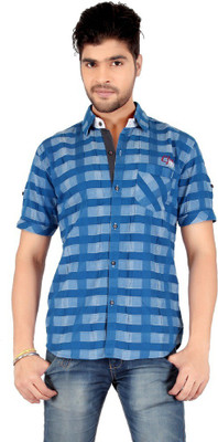 

Carbone Men's Striped Casual Blue Shirt