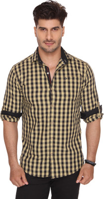 

Ramarrow Men's Checkered Casual Yellow Shirt, Black;yellow