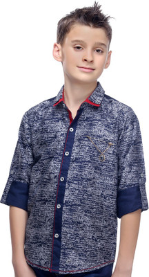 

MashUp Boys Printed Casual Blue Shirt