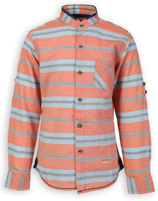 

Lilliput Boy's Self Design Casual Orange Shirt