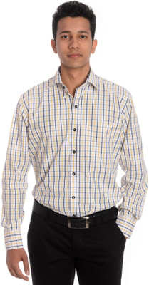 

Tag & Trend Men's Checkered Formal Yellow Shirt, Maize yellow