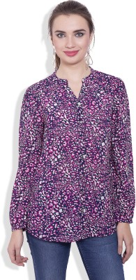 

Pear Blossom Women's Animal Print Casual Multicolor Shirt, Magenta & blue