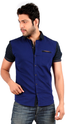 

Carbone Men's Printed Casual Blue Shirt, Royalblue