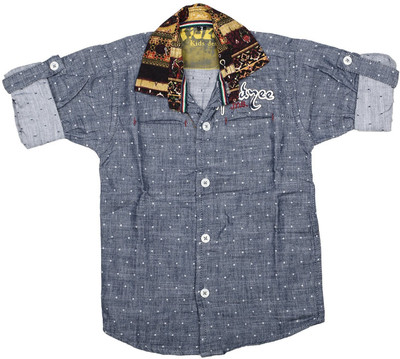 

Kidzee Boys Printed Casual Blue Shirt