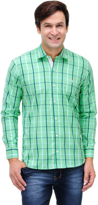

Nexq Men's Checkered Casual Cutaway Collar Shirt, Green;white