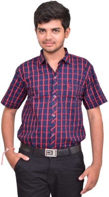 BRITISH TERMINAL Men Checkered Casual Red, Blue Shirt