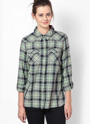 

Vero Moda Women' Checkered Casual Green Shirt, Baby blue