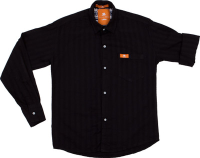 

Little Man Boys Solid Casual Black Shirt