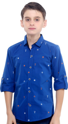 

MashUp Boys Printed Casual Blue Shirt
