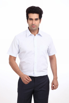 Park Avenue Men's Striped Formal Blue Shirt