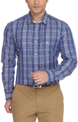 

Parx Men's Checkered Formal Shirt, Blue