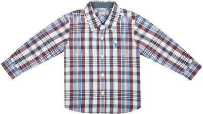 

Wow Mom Boys Embroidered, Checkered Casual Red Shirt, Deep red