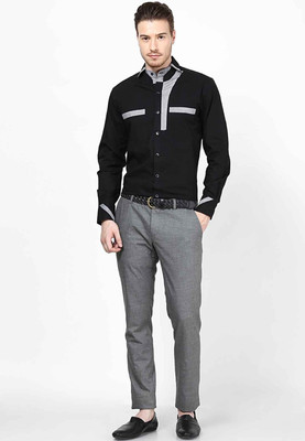 Dazzio Men's Solid Casual Black, Grey Shirt