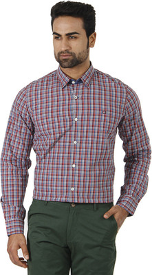 

London Fog Men's Checkered Casual Red, Grey Shirt, Grey;red