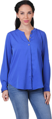 

Mind The Gap Women Solid Casual Blue Shirt