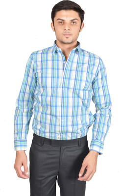 

Kriss Men's Checkered Formal Blue Shirt, Green