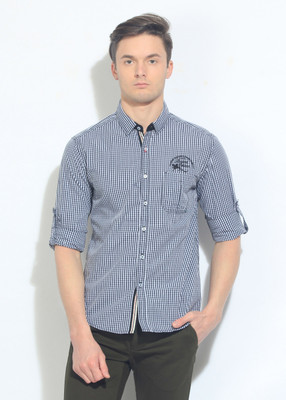 

The Indian Garage Co. Men's Checkered Casual White, Black Shirt
