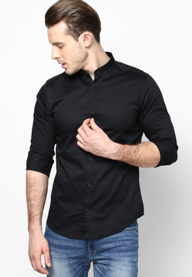 Jack & Jones Men's Solid Casual Black Shirt