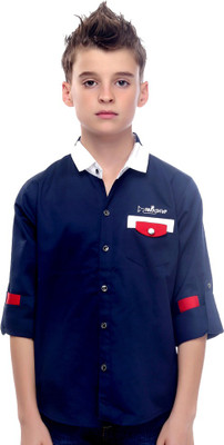 

MashUp Boys Solid Casual Blue Shirt