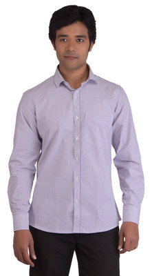 

BearBerry Men's Striped Formal Purple, White Shirt, Light purple