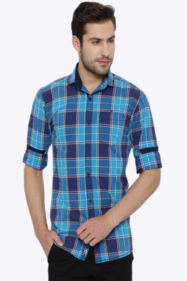 

Fifty Two Men's Checkered Casual Blue, Dark Blue Shirt, Blue.dblue.