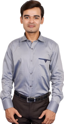 

Silver Cuffs Men's Solid Party Shirt, Grey