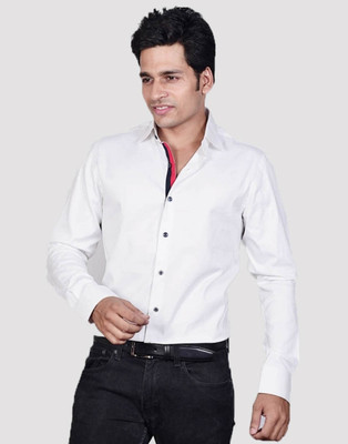 

Dazzio Men's Solid Casual White, Red, Black Shirt