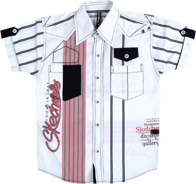 Bad Boys Boy's Striped Casual Red Shirt