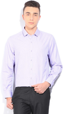 

John Players Men's Striped Formal Purple Shirt, 1a2