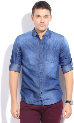 

The Indian Garage Co. Men's Solid Casual Blue Shirt, Ms