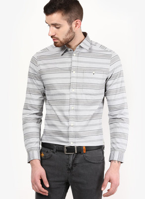 

Jack & Jones Men' Striped Casual Grey Shirt, Grey melange