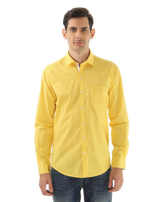 

Monte Carlo Men's Printed Casual Yellow Shirt