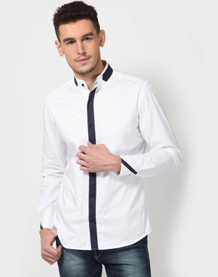 

Dazzio Men's Solid Casual White, Blue Shirt