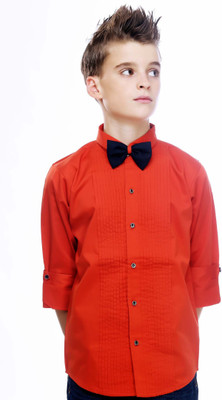 

MashUp Boys Solid Party Orange Shirt(Pack of 2)