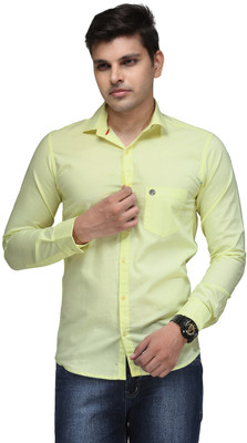 

Macoro Men's Solid Casual Yellow Shirt